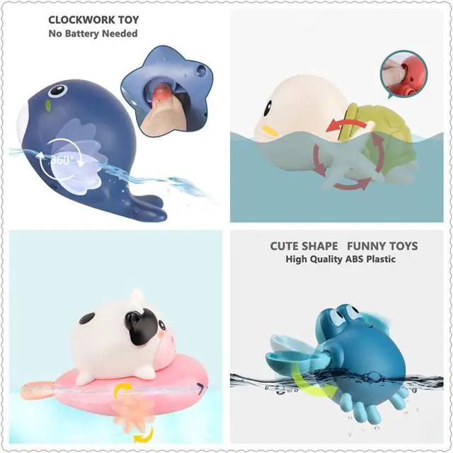 Alt view image 3 of 7 - Bath Toy,Cute Animal Clockwork Bathtub Swimming Pool Toy,Baby Bath Toys for Toddlers 1-3, Boys & Girls Water Bath Toy Set,5 Pack