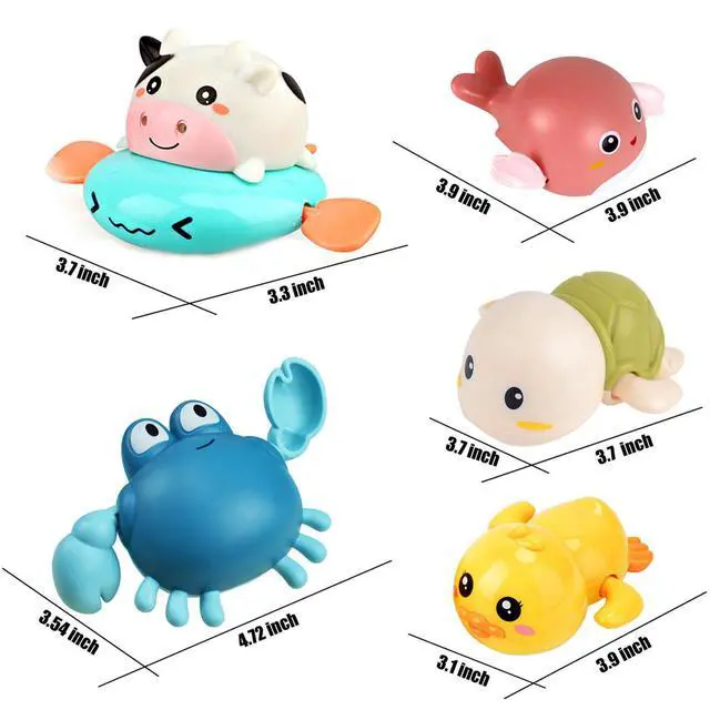 Alt view image 2 of 7 - Bath Toy,Cute Animal Clockwork Bathtub Swimming Pool Toy,Baby Bath Toys for Toddlers 1-3, Boys & Girls Water Bath Toy Set,5 Pack
