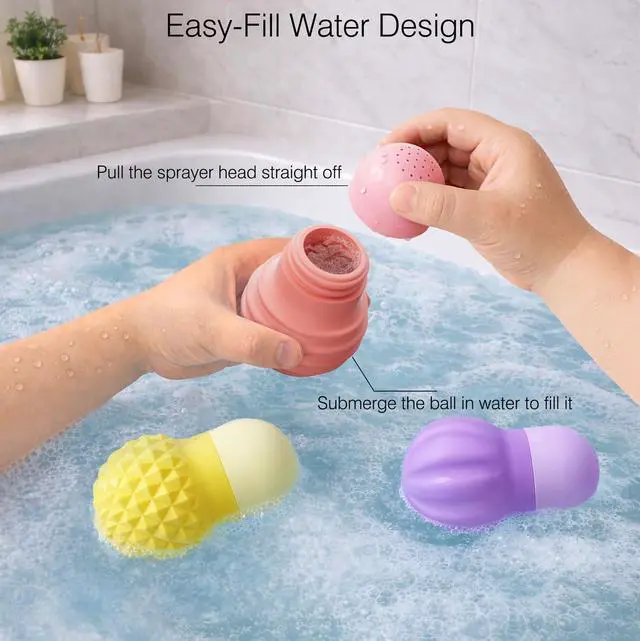 Alt view image 4 of 7 - Sensory Squeezing Water Bath Toys for Toddlers,3PCS Bath Tub Pool Floating Toys for Babies Kids 1-3Textured Fidget Toys Stocking Stuffers Gifts for Boys Girls 18+ Months