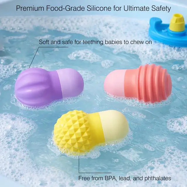 Alt view image 3 of 7 - Sensory Squeezing Water Bath Toys for Toddlers,3PCS Bath Tub Pool Floating Toys for Babies Kids 1-3Textured Fidget Toys Stocking Stuffers Gifts for Boys Girls 18+ Months