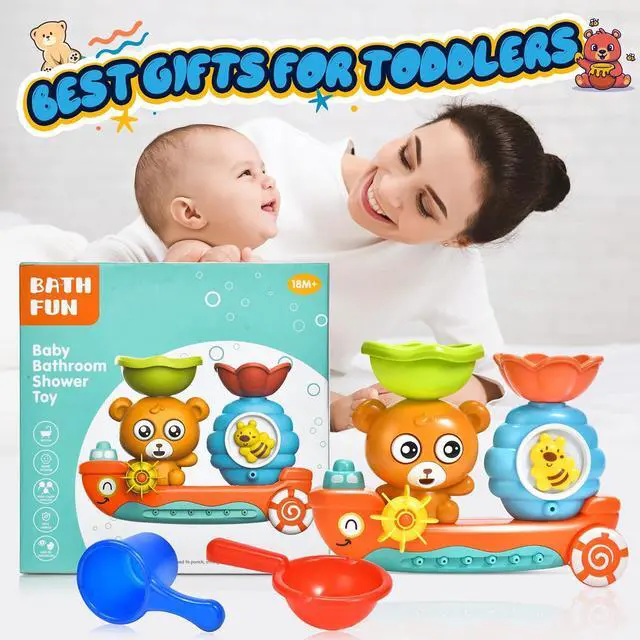 Alt view image 6 of 6 - Baby Bath Toys for Kids Ages 1-3 Toddler Bath Toy Bear Bathtub Toys for Babies 12 Months Boys Girls Infant Water Tub Toys 1 2 3 Year Olds Preschool Learning Gift