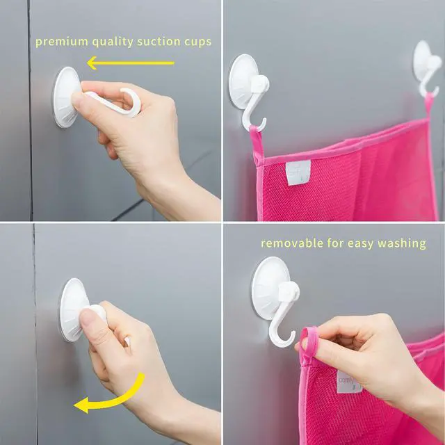 Alt view image 6 of 6 - 2 x Mesh Bath Toy Organizer + 6 Ultra Strong Hooks The Perfect Bathtub Toy Holder & Bathroom or Shower Caddy These Multi-use Net Bags Make Baby Bath Toy Storage Easy For Kids & Toddlers