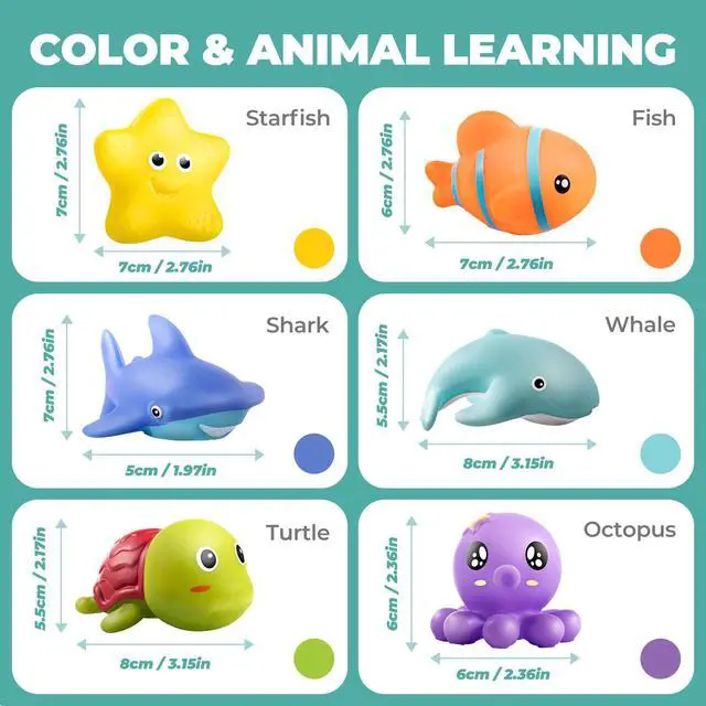 Alt view image 6 of 7 - Hely Cancy Infant Bath Toys for 18 Months - No Hole Animal Bathtub Toys, Baby Bath Tub Toys