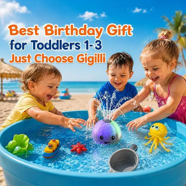 Alt view image 4 of 7 - Gigilli Bath Toys for Kids, Baby Bath Toys, Pool Water Toys for Toddlers, Babies Boy Girl Gifts, Light Up Whale Bath Toy Sprinkler, Birthday Bathtub Fountain Toy