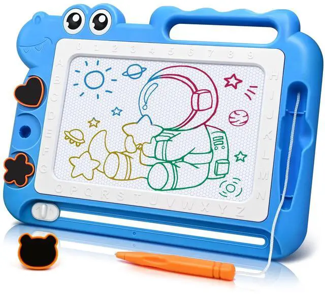 Main image of AiTuiTui Magnetic Drawing Board for Toddlers, Dinosaur Doodle Board Toddler Toys, Educational Learning Kids Toys Gifts for 2 3 4 Year Old Boys Girls, Color Sketch Writing Pad Travel Games (Blue)