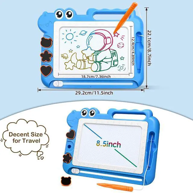 Alt view image 2 of 7 - AiTuiTui Magnetic Drawing Board for Toddlers, Dinosaur Doodle Board Toddler Toys, Educational Learning Kids Toys Gifts for 2 3 4 Year Old Boys Girls, Color Sketch Writing Pad Travel Games (Blue)