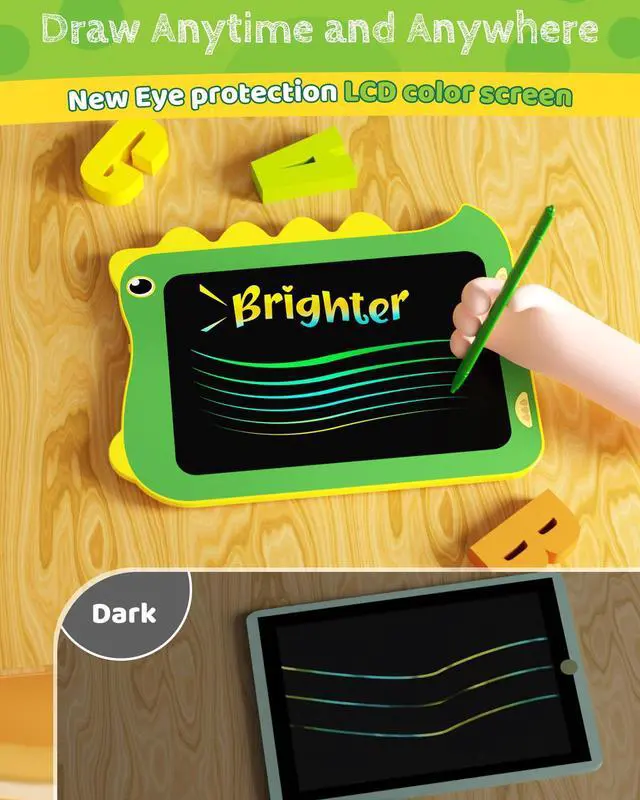 Alt view image 4 of 6 - TEKFUN LCD Writing Tablet for Kids, Doodle Board Drawing Pad, Dinosaur Toys for Kids, Travel Toys for 3 4 5 6 Year Old Boys Girls, Easter Birthday Christmas Gift (8.5in Green)
