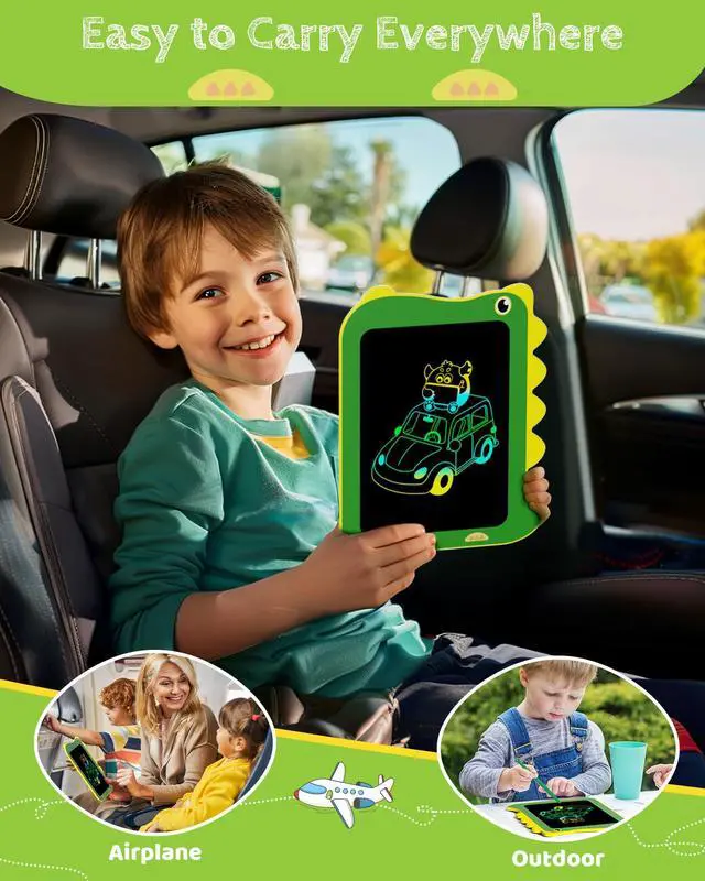 Alt view image 6 of 6 - TEKFUN LCD Writing Tablet for Kids, Doodle Board Drawing Pad, Dinosaur Toys for Kids, Travel Toys for 3 4 5 6 Year Old Boys Girls, Easter Birthday Christmas Gift (8.5in Green)