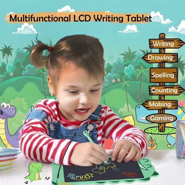 Alt view image 2 of 6 - LCD Doodle Board Dinosaur Writing Tablet for Kids Toys, 8.5 Inch Colorful Todder Drawing Pad for Educational Learning Gift in Christmas Birthday Suitable for 3 4 5-8 Years Old Boys Girls (Green)