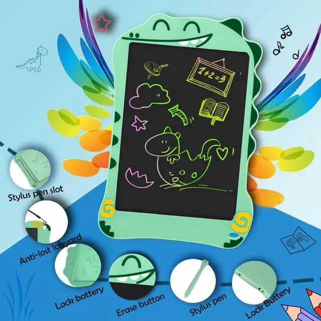 Alt view image 4 of 6 - LCD Doodle Board Dinosaur Writing Tablet for Kids Toys, 8.5 Inch Colorful Todder Drawing Pad for Educational Learning Gift in Christmas Birthday Suitable for 3 4 5-8 Years Old Boys Girls (Green)