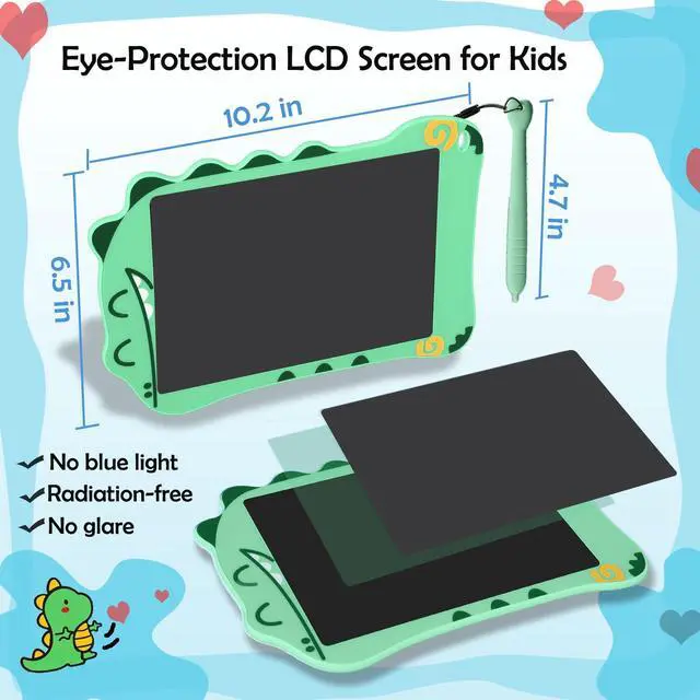 Alt view image 3 of 6 - LCD Doodle Board Dinosaur Writing Tablet for Kids Toys, 8.5 Inch Colorful Todder Drawing Pad for Educational Learning Gift in Christmas Birthday Suitable for 3 4 5-8 Years Old Boys Girls (Green)