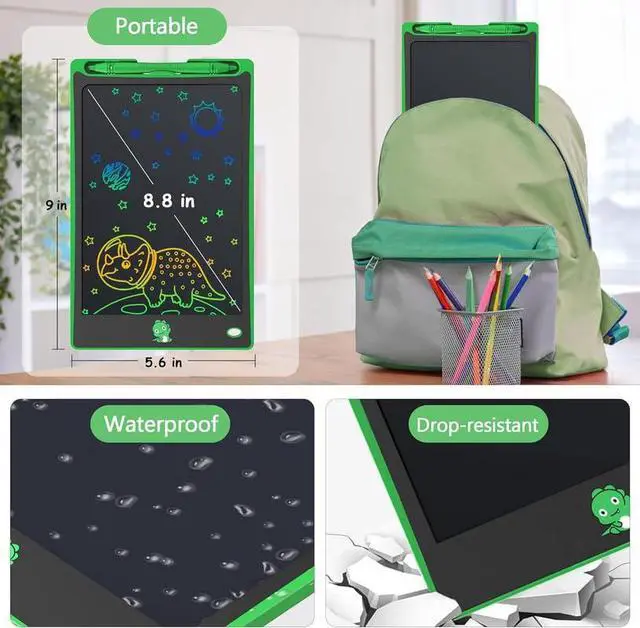 Alt view image 6 of 7 - Hockvill LCD Writing Tablet for Kids 8.8 Inch, Dinosaur Toys for Girls Boys Drawing Pad for 3 4 5 6 7 Year Old Kid, Toddler Magnetic Doodle Board Travel Essentials, Christmas Birthday Gift for Kids