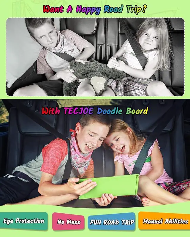 Alt view image 5 of 7 - TECJOE LCD Writing Tablet, 8.5 Inch 2 Pack Colorful Doodle Board Drawing Tablet for Kids, Kids Travel Games Activity Learning Toys Birthday Gifts for 3 4 5 6 Year Old Boys and Girls, Blue Green
