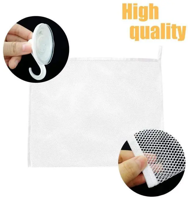 Alt view image 3 of 7 - TTSAM Bath Toy Organizer Mesh Storage Organizer Baby Shower Toys Bathtub Net Bag Kids Quick Dry Bathtub Mesh Net Bathtub Toy Holder 2 X Bathroom Storage Bag & 6 X Strong Suction Hooks (White)