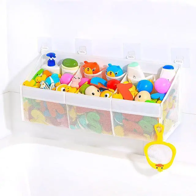 Main image of KPH has improved the bath toy holder experience, with the bathtub toy storage adding 6 pockets and a super breathable mesh bath toy storage that dries quickly, bath toy organizer Easy to use