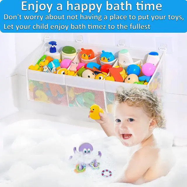 Alt view image 4 of 6 - KPH has improved the bath toy holder experience, with the bathtub toy storage adding 6 pockets and a super breathable mesh bath toy storage that dries quickly, bath toy organizer Easy to use
