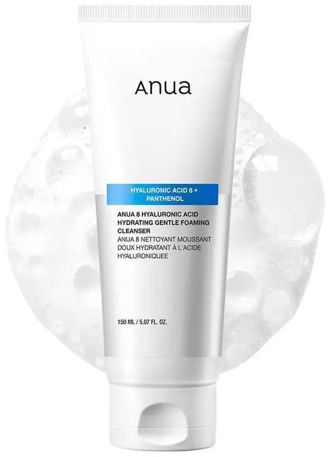 Main image of ANUA Hydrating Gentle Foaming Cleanser, Daily Face Wash for Double Cleansing, Hyaluronic Acid, Zinc, Panthenol, for Dry & Sensitive Skin, Sebum Balance Facial Cleanser, Korean Skincare, 5.07 fl. oz