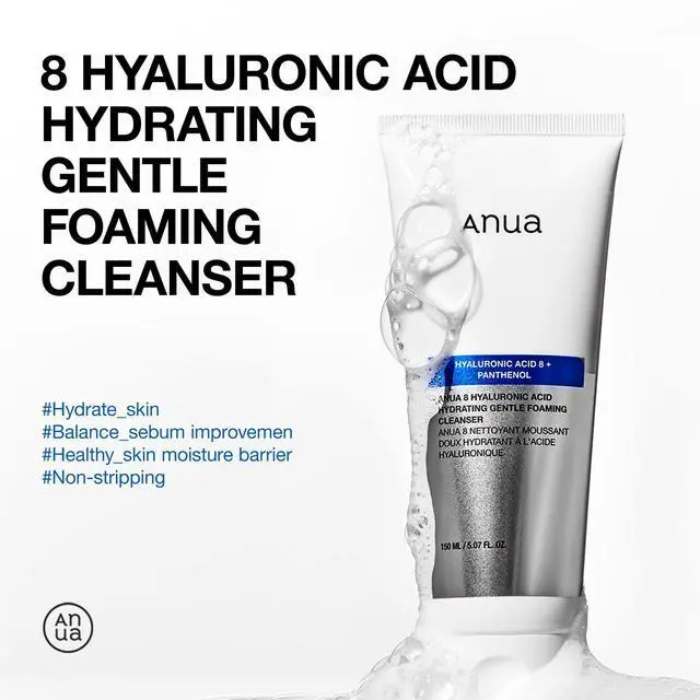 Alt view image 2 of 7 - ANUA Hydrating Gentle Foaming Cleanser, Daily Face Wash for Double Cleansing, Hyaluronic Acid, Zinc, Panthenol, for Dry & Sensitive Skin, Sebum Balance Facial Cleanser, Korean Skincare, 5.07 fl. oz