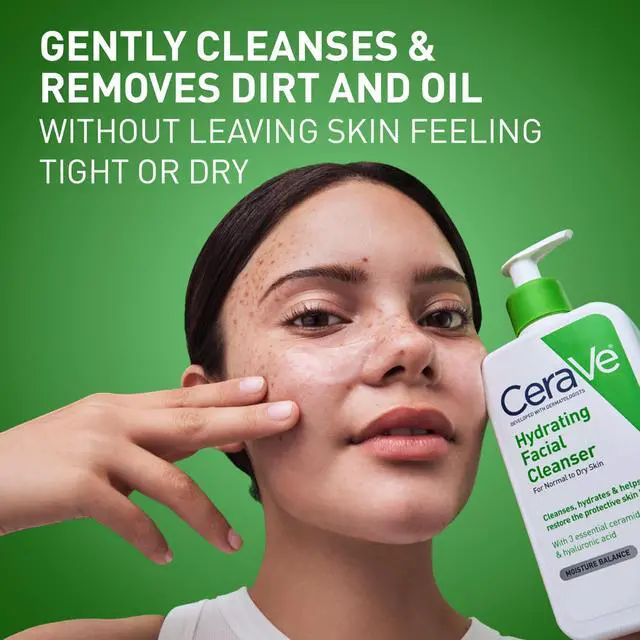 Alt view image 2 of 7 - CeraVe Hydrating Facial Cleanser, Moisturizing Face Wash For Dry Skin, Hyaluronic Acid + Ceramides + Glycerin, Hydrating Cleanser For Normal To Dry Skin, National Eczema Association Certified, 19 Oz