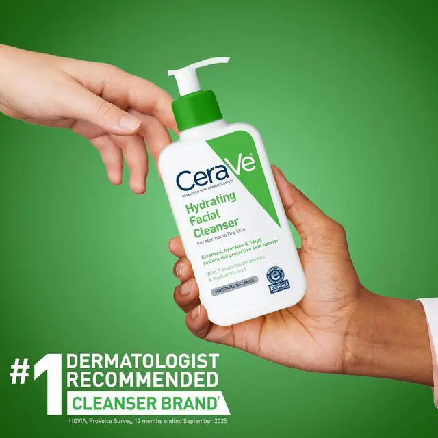 Alt view image 6 of 7 - CeraVe Hydrating Facial Cleanser, Moisturizing Face Wash For Dry Skin, Hyaluronic Acid + Ceramides + Glycerin, Hydrating Cleanser For Normal To Dry Skin, National Eczema Association Certified, 19 Oz