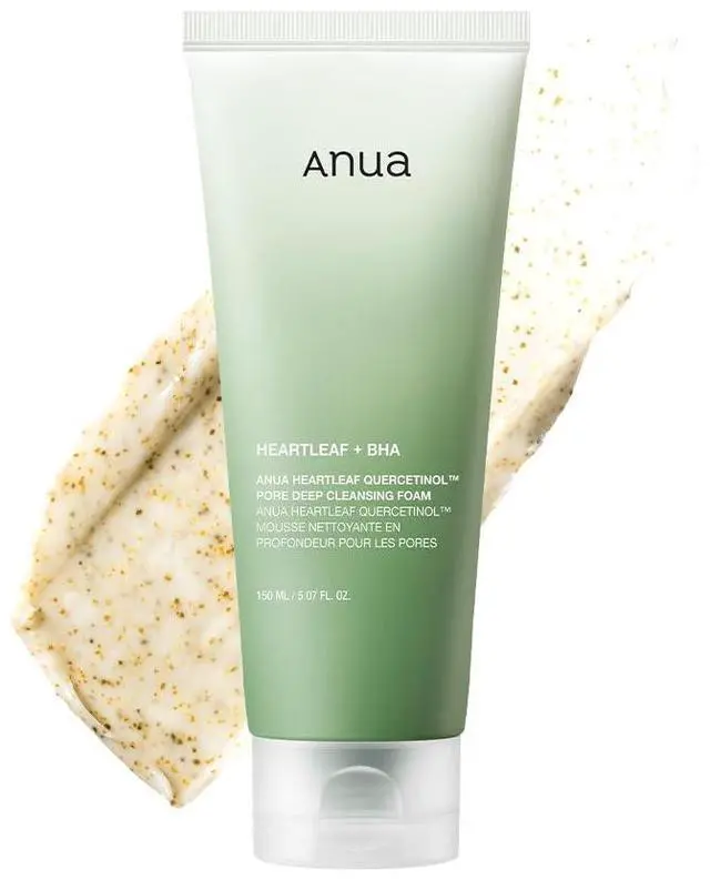 Main image of Anua Heartleaf Quercetinol Pore Deep Cleansing Foam, Face wash for Pore Refining Cleanser, Hydrating Daily Facial Cleanser For Double Cleansing, Gentle Foaming with BHA, Korean Skincare, 5.07 fl.oz.