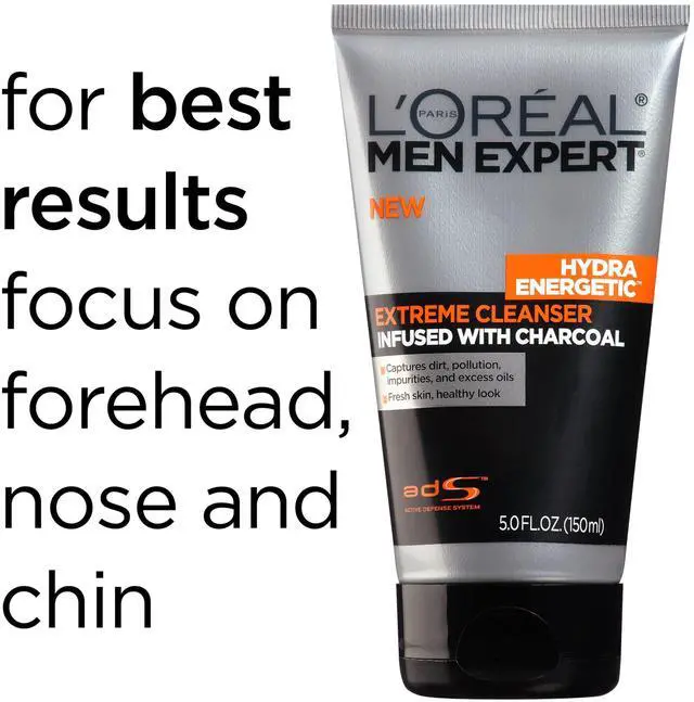 Alt view image 4 of 6 - Men Expert Hydra Energetic Daily Facial Cleanser with Charcoal, 2 ct.