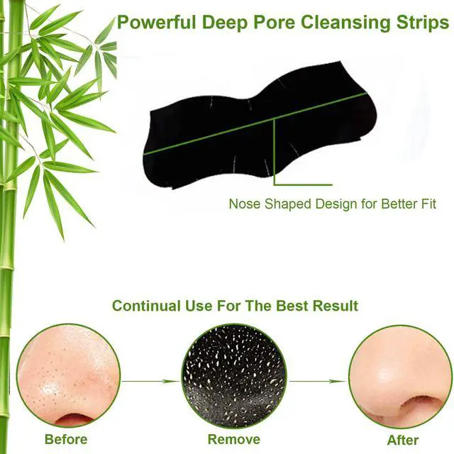 Alt view image 3 of 7 - ELAIMEI Pore Strips, 80 Pcs, Natural Charcoal Blackhead Remover Strips for All Skin Types, Pore Deep Cleansing & Minimizing Nose Strips, Instant Unclogging