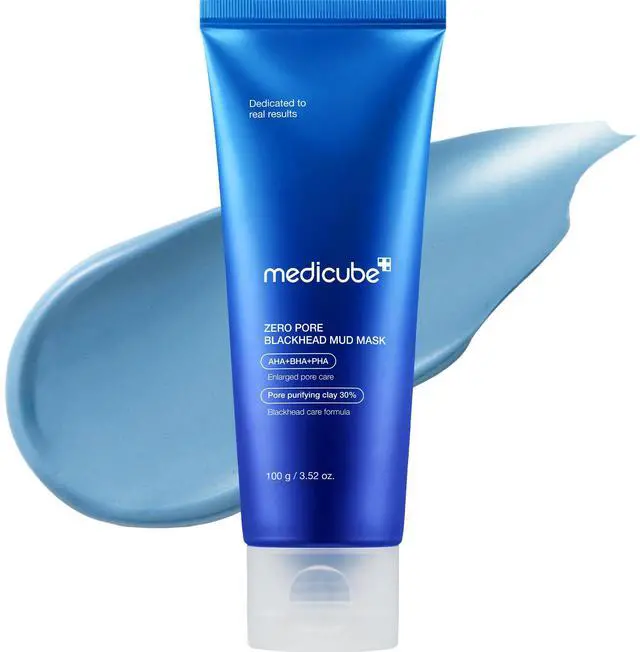 Main image of medicube Zero Pore Blackhead Mud Facial Mask - Skin Cooling & Pore Tightening - 3 Minute Quick Dry Formula with AHA, BHA, PHA, and Pore-Purifying Clay - Korean Mud Mask 3.52 oz