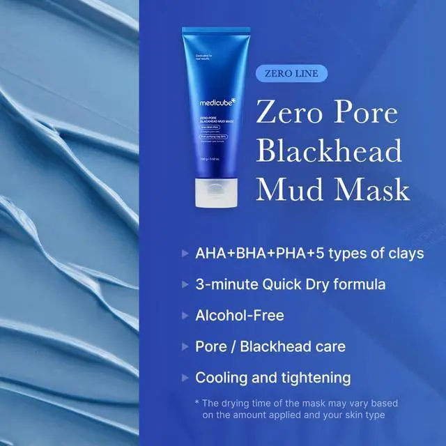 Alt view image 2 of 7 - medicube Zero Pore Blackhead Mud Facial Mask - Skin Cooling & Pore Tightening - 3 Minute Quick Dry Formula with AHA, BHA, PHA, and Pore-Purifying Clay - Korean Mud Mask 3.52 oz