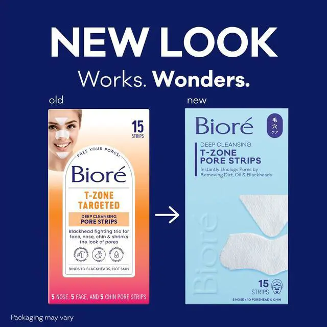 Alt view image 2 of 7 - Bioré T-Zone Blackhead Remover Strips, Deep Cleansing Pore Strips, (5 Nose + 5 Face + 5 Chin Strips), Instant Pore Unclogging for the T-Zone Area, 15 Count