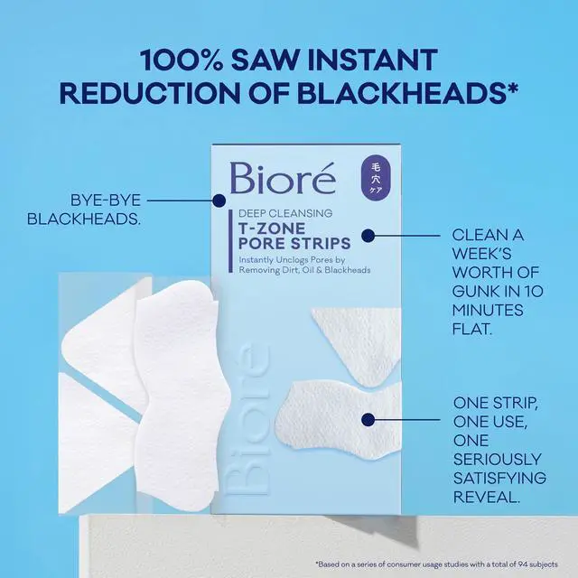 Alt view image 7 of 7 - Bioré T-Zone Blackhead Remover Strips, Deep Cleansing Pore Strips, (5 Nose + 5 Face + 5 Chin Strips), Instant Pore Unclogging for the T-Zone Area, 15 Count