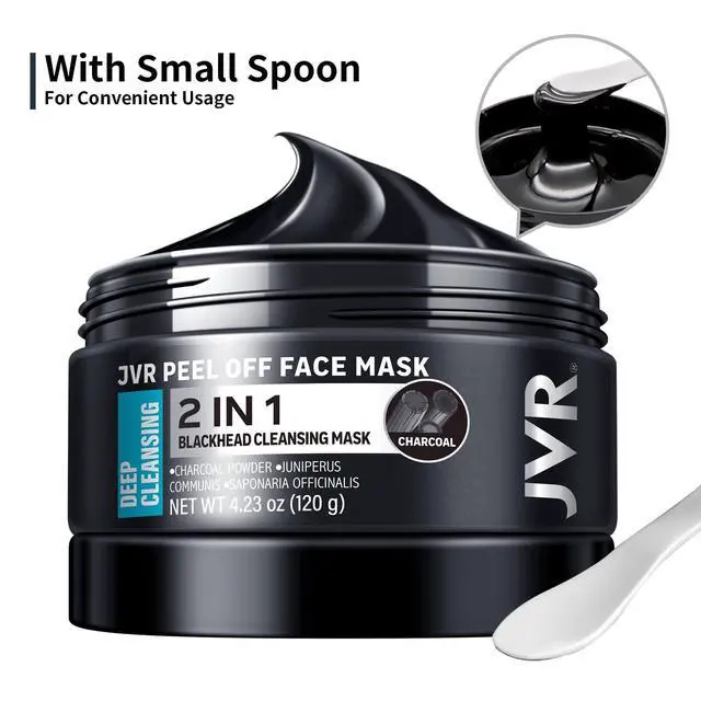 Alt view image 6 of 7 - JVR Peel Off Face Mask, Blackhead Mask for Men, Charcoal Peel Off Black Mask, Facial Mask Refreshing and Deep Cleansing for All Skin Types 4.23 OZ
