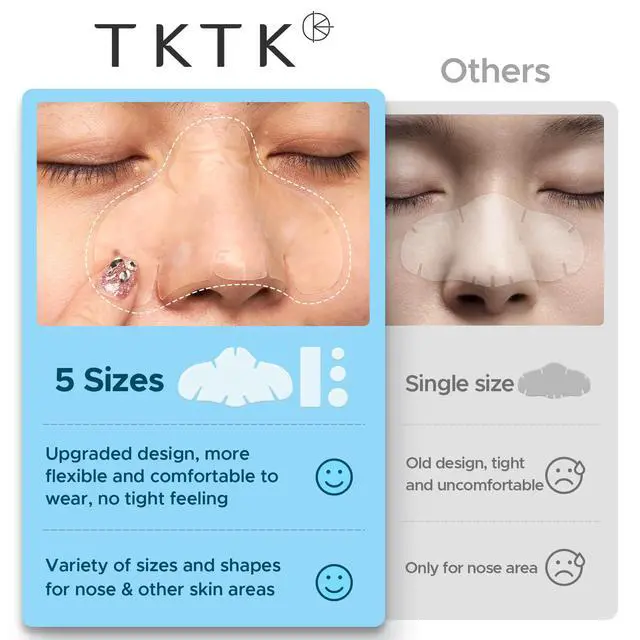 Alt view image 5 of 7 - TKTK Hydrocolloid Nose Patches, XL Nose Pore Strips 91 x 48 mm, Large Hydrocolloid Acne Pimple Patches for Face, Cover Zit Blemishes & Absorb Oil (Nose Contoured, Strip, Dots 5 Sizes 112 Count)