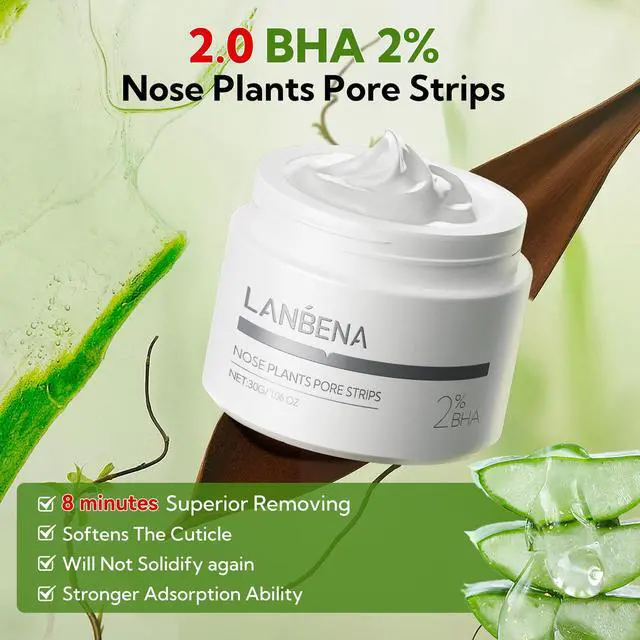 Alt view image 3 of 6 - LANBENA 2.0 Nose Pore Strips, Blackhead Remover Mask with Salicylic Acid, Amazonian White Clay, Pore Cleanser Purifying Peel off Face Mask with 60 PCS Strips, Aloe Facial Mask(1.05 Ounce)