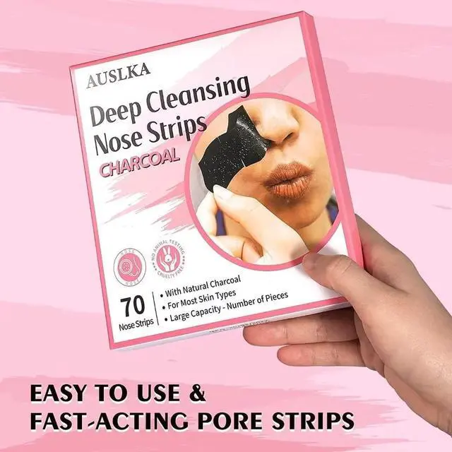 Alt view image 6 of 7 - AUSLKA Blackhead Pore Strips,(70 Counts) Blackhead Remover-Deep Cleansing Charcoal Strips - Black Head Nose Strips -Black Head Remover
