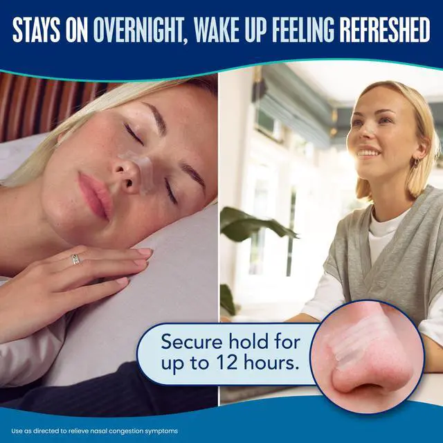 Alt view image 4 of 7 - Breathe Right Nasal Strips | Extra Strength | Clear Nasal Strips | For Sensitive Skin | Help Stop Snoring | Drug-Free Snoring Solution & Nasal Congestion Relief Caused by Colds & Allergies | 26 Count