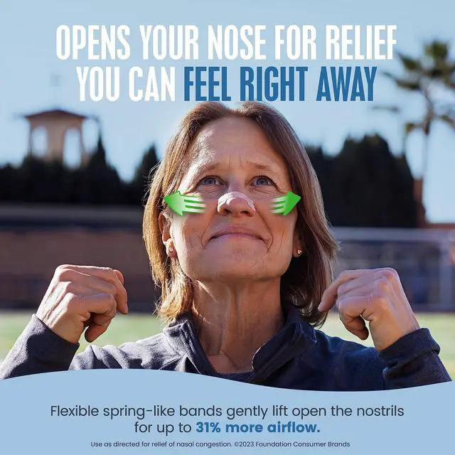 Alt view image 3 of 7 - Breathe Right Nasal Strips, Extra Strength Tan Nose Strips, Drug-Free Nasal Congestion Relief for Better Breathing, Help Relieve Snoring, Caused by Colds & Allergies, Deviated Septum, 26ct