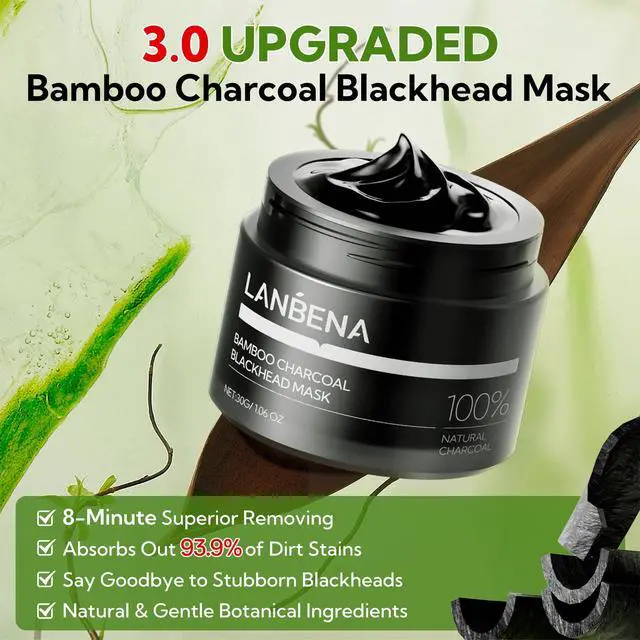 Alt view image 4 of 7 - LANBENA Upgraded 2.0 Bamboo Charcoal Blackhead Remover Mask, 60 pcs Nose Strips, Peel off Face Mask Pore Whiteheads Cleanser Strawberry Nose Purifying, Deep Cleansing for All Skin Types, 30g/1.05oz