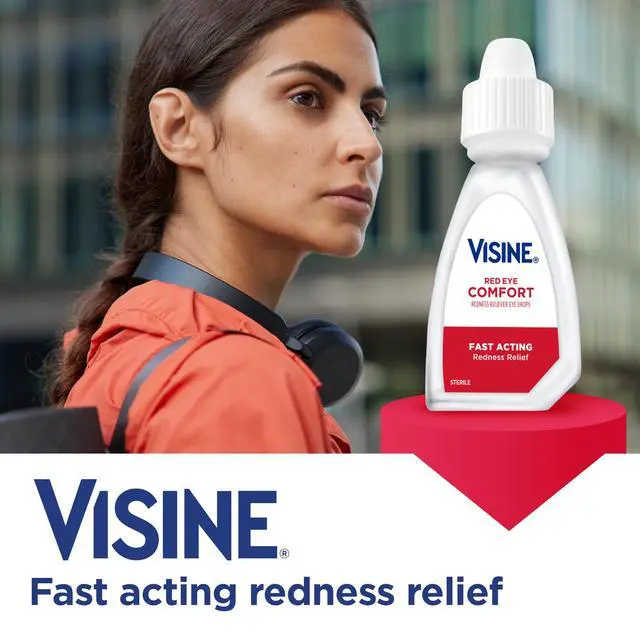 Alt view image 2 of 7 - Visine Comfort Redness Reliever Tetrahydrozoline Red Eye Drops Work Fast for Immediate & Essential Relief with Refreshing Feel Due to Minor Irritations or Computer Use, 0.5 fl oz