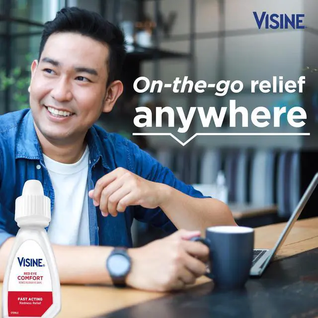 Alt view image 5 of 7 - Visine Comfort Redness Reliever Tetrahydrozoline Red Eye Drops Work Fast for Immediate & Essential Relief with Refreshing Feel Due to Minor Irritations or Computer Use, 0.5 fl oz