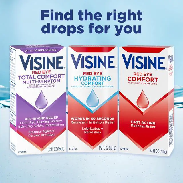 Alt view image 7 of 7 - Visine Comfort Redness Reliever Tetrahydrozoline Red Eye Drops Work Fast for Immediate & Essential Relief with Refreshing Feel Due to Minor Irritations or Computer Use, 0.5 fl oz