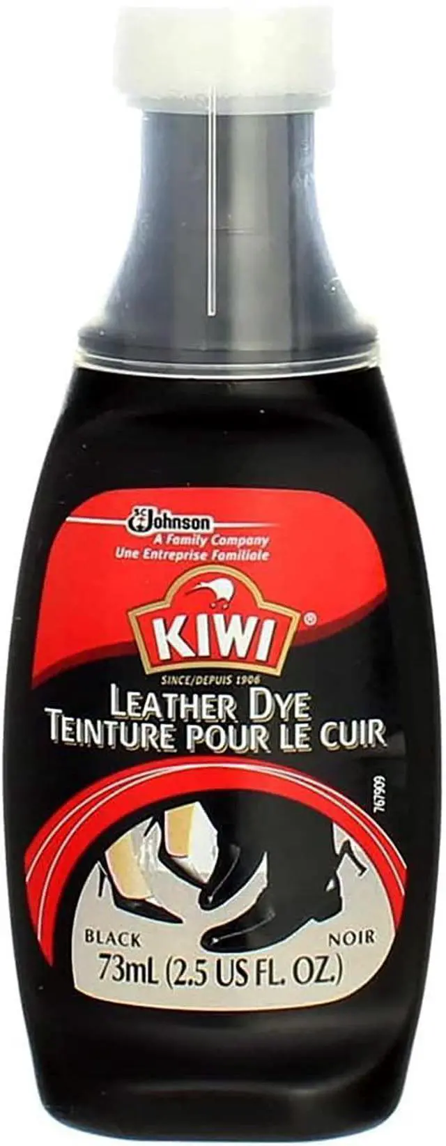 Main image of KIWI Leather Dye Restorer | For Shoes, Boots, Furniture, Jacket, Briefcase and More | Black | Includes Sponge Applicator