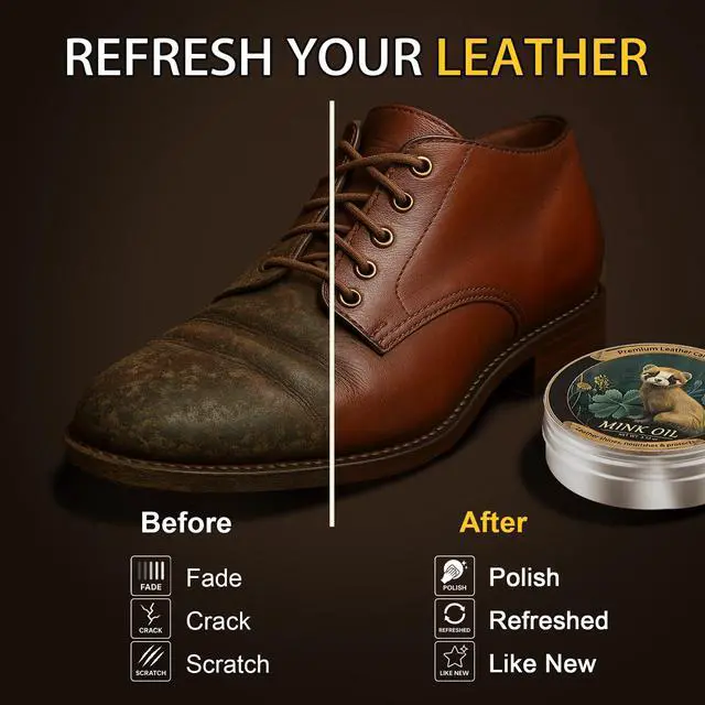 Alt view image 2 of 7 - yepeace Mink Oil for Leather Boots, 3-Piece Leather Conditioner Kit with Horsehair Brush and Microfiber Cloth, 3.53 oz Leather Cleaner and Conditioner for Shoes, Bags and Saddles