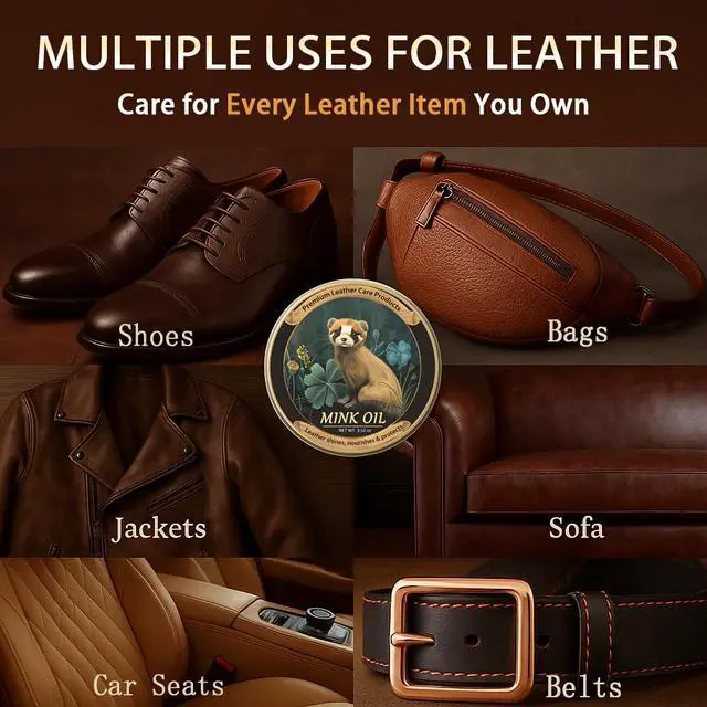 Alt view image 4 of 7 - yepeace Mink Oil for Leather Boots, 3-Piece Leather Conditioner Kit with Horsehair Brush and Microfiber Cloth, 3.53 oz Leather Cleaner and Conditioner for Shoes, Bags and Saddles