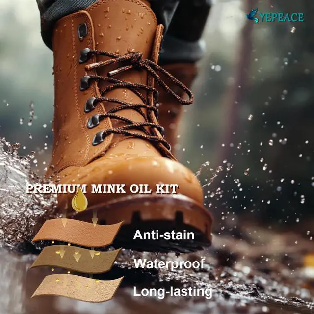 Alt view image 7 of 7 - yepeace Mink Oil for Leather Boots, 3-Piece Leather Conditioner Kit with Horsehair Brush and Microfiber Cloth, 3.53 oz Leather Cleaner and Conditioner for Shoes, Bags and Saddles