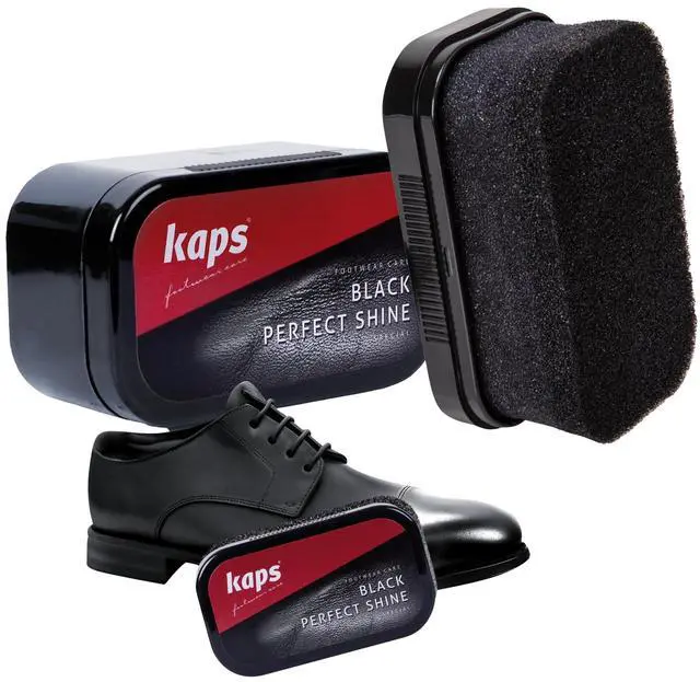 Main image of Kaps Shoe Shine Sponge - Instant Black Shoe Shiner - Shoe Polish Sponge for Leather Shoes, Boots & Leather Accessories | Premium Leather Care Product - Shoe Shine Without Polishing