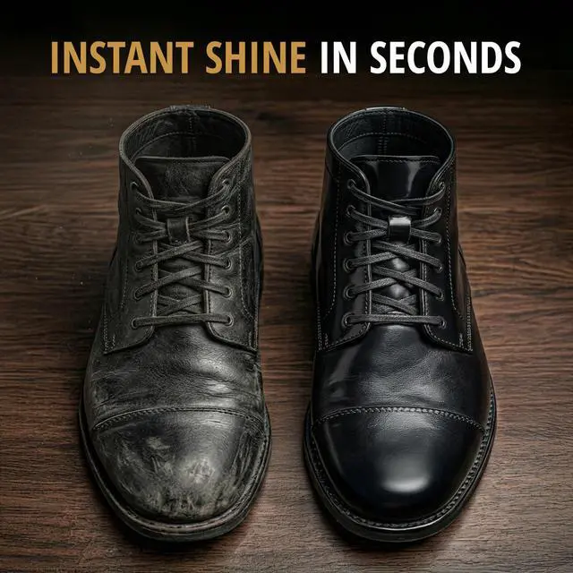 Alt view image 2 of 7 - Eagle Black Liquid Shoe Polish for Shoes & Boots - Instant Shine Leather Polish with Built-In Sponge Applicator & 2 Cleaning Wipes | Cleans, Conditions & Restores Shine in Seconds