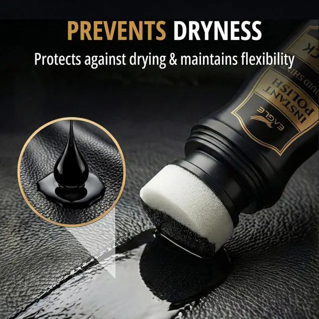Alt view image 4 of 7 - Eagle Black Liquid Shoe Polish for Shoes & Boots - Instant Shine Leather Polish with Built-In Sponge Applicator & 2 Cleaning Wipes | Cleans, Conditions & Restores Shine in Seconds
