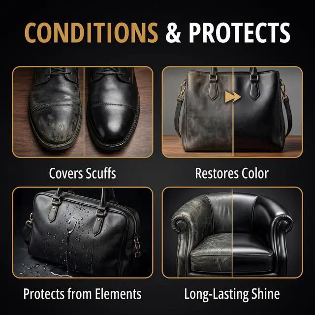 Alt view image 6 of 7 - Eagle Black Liquid Shoe Polish for Shoes & Boots - Instant Shine Leather Polish with Built-In Sponge Applicator & 2 Cleaning Wipes | Cleans, Conditions & Restores Shine in Seconds