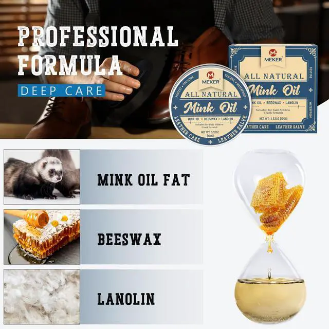 Alt view image 2 of 7 - MEKER Mink Oil, Mink Oil for Leather Boots, All-Natural Leather Conditioner with Sponge, Restore Shoes, Jackets, Hats, Baseball Gloves, Saddles and Harnesses, 3.52oz